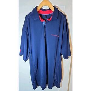 PORSCHE Polo Shirt Mens XXLarge Navy Red Rennsport Reunion VI racing performance